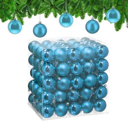 kerstballen set van 100 - Ø 6 cm - glanzend - mat - kunststof - petrol