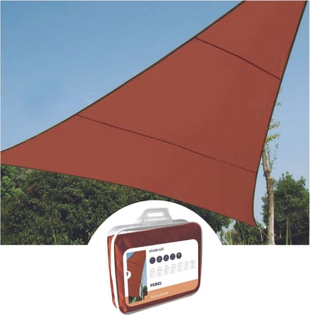 Perel Schaduwdoek, waterafstotend, 3.6 x 3.6 x 3.6 m, 160 g/m², polyester, driehoek, terracotta
