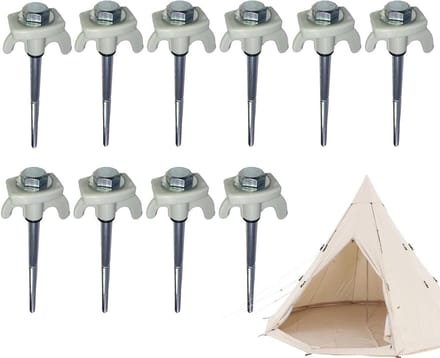 Inschroefpalen - Tentharingen - Outdoor Verankering - Robuuste Staalconstructie - 24.4cm Lengte - Lichtgrijs