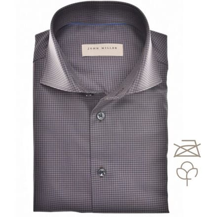John Miller Overhemd Fine Check Pattern Cotton Non-Iron Donker Bruin / male