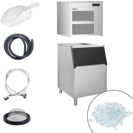 GGM Gastro Flockeneisbereiter - 390 kg / 24 h - inkl. Eisvorratsbehälter Zilver