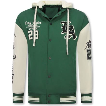 Baseball Jacket met Capuchon Oversized - Bomberjack Heren - Tussenjas Heren - 523 - Groen