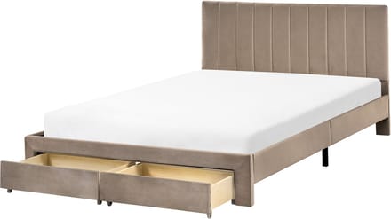 LONZAC - Bed met opbergruimte - Taupe - 140 x 200 cm - Fluweel