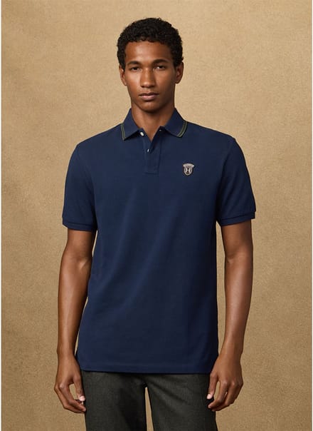 Hackett Heritage Badge Korte Mouw Poloshirt Blauw S Man