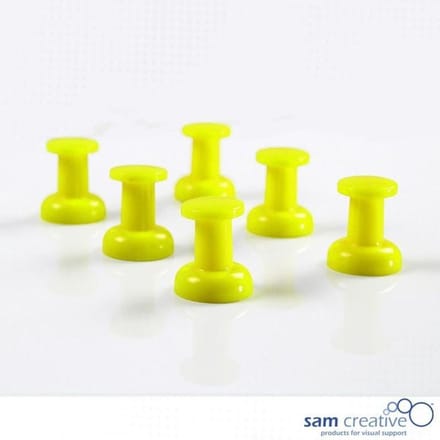 Sam Creative Whiteboard Magneten - Prikbord Jumbo Pins - 20mm - Geel - 6 stuks
