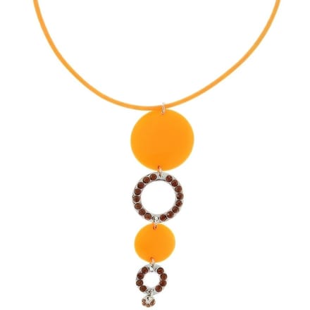 Behave - Oranje ketting met hanger in retro stijl - Statement sieraad
