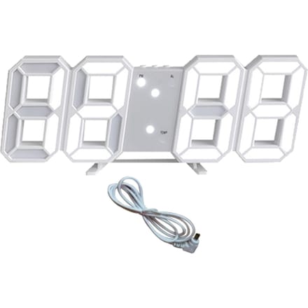 3D LED Digitale Wandklok Dimbaar Nachtlampje Decor LED Digitale Wekkers met Temperatuur white