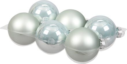 Othmar Decorations Kerstballen - 6x stuks - 8 cm - glas mat en glans - mintgroen - kerstboomversiering