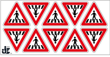 Voetgangers oversteekplaats sticker - J22 | 5 cm - 10 stuks per vel