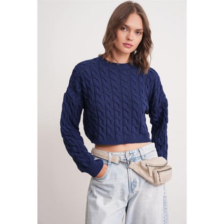 Cable Knit Patroon Rundhals Trui