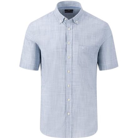 Fynch-Hatton Overhemd Slub Solid Vague Check Button Down Summer Breeze / male