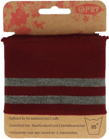 OPRY BOORD EN MANCHETTEN ELASTISCH 6,5CM - 1,1M - ROOD/GRIJS - PER PAKJE.
