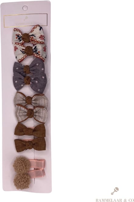 Rammelaar&Co Haaraccessoires – Baby Set van 10 – Haarspeldjes – Antislip – Bruintinten