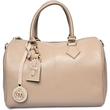Roberta M Beige Rundleer Tas