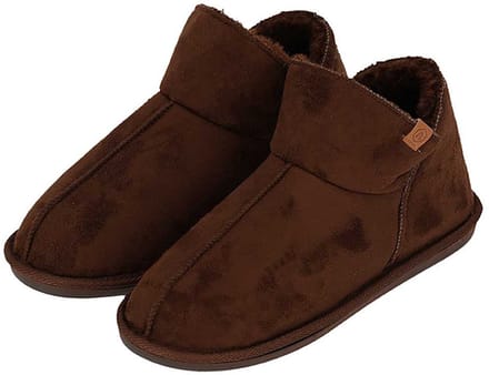 Apollo heren sloffen - instappers - bruin - suede look - hoog model - pantoffels - harde zool 45-46