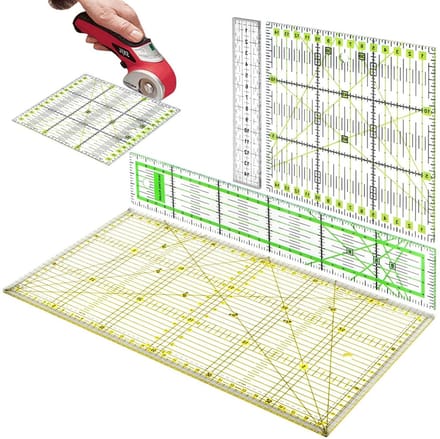 Patchwork-liniaal Set van 4 Stuks, Transparant met Hoekfuncties, Ideaal voor Snijden en Knutselen