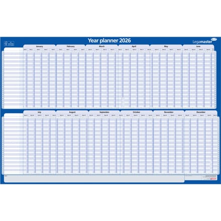 Projectplanner 2027 Legamaster 90x60cm horizontaal gelamineerd Engelstalig
