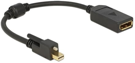 Delock 62638 DisplayPort-kabel DisplayPort Aansluitkabel Mini DisplayPort-stekker, DisplayPort-bus 0.25 m Zwart Vergulde steekcontacten, 4K UHD