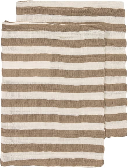 Hydrofiele doeken pre-washed Fat Stripe Taupe 20x17cm - 2-pack