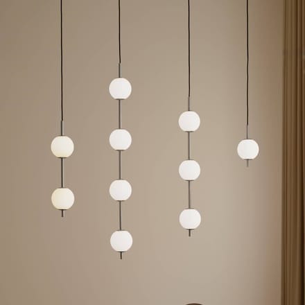 UMAGE LED hanglamp Audrey, staalkleurig, 3-lamps, Ø 12 cm