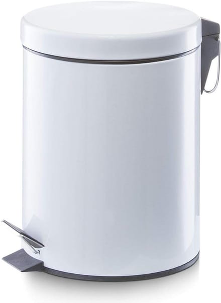 Pedalemmer 5 liter Wit - Ronde Metalen Prullenbak met Trapsysteem