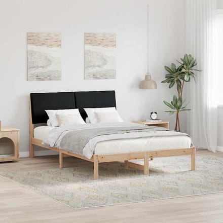 vidaXL - Bedframe - Bruin - en - zwart - 150 - x - 200 - cm - Massief - grenenhout