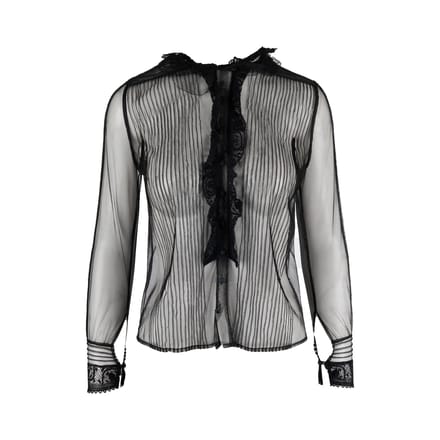Rode Valentino blouse van doorschijnend kant - jaren 2010