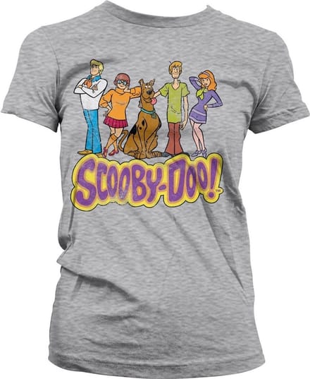 Team- Scooby Doo -T-shirt in distressed girly-stijl voor dames, kleur: heather-grijs