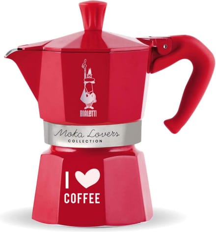 Bialetti Moka Express I Love Coffee - Percolator - Rood - 3 kops - 130ml