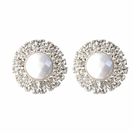 Clip Oorbellen-Wit-Strass- Kunststof 2 cm