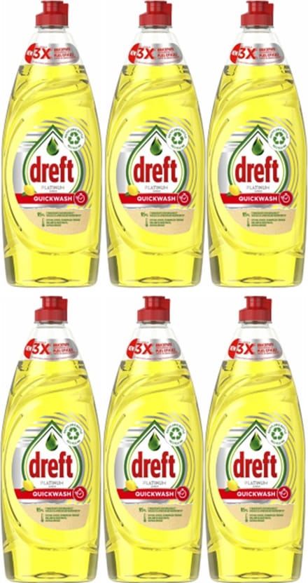 6 x 625ml Dreft Platinum Quickwash Afwasmiddel Lemon - 3750 ml