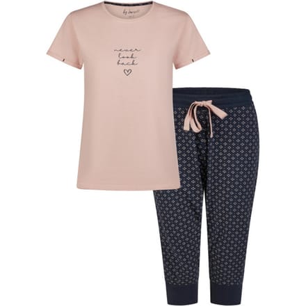 By Louise Essential Dames Capri Pyjama Driekwart AOP Roze - Maat S