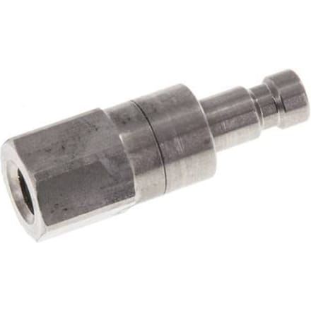 RVS DN 2.7 (Micro) Luchtkoppeling Insteeknippel M5 Binnendraad Double Shut-Off - CLP2-F-S-SV-5