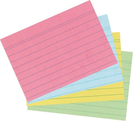 Herlitz indexkaart - A6 - gelinieerd - gr/gl/ro/bl - 200 st.