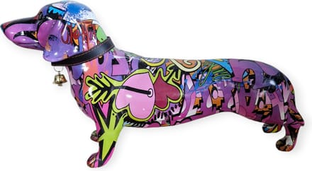 Gilde Handwerk - Beeld - Sculptuur - Teckel - Polyresin - Streetart -Graffity - 40x12x22cm