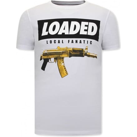 Stoere Mannen Shirts - Loaded Gun - Wit