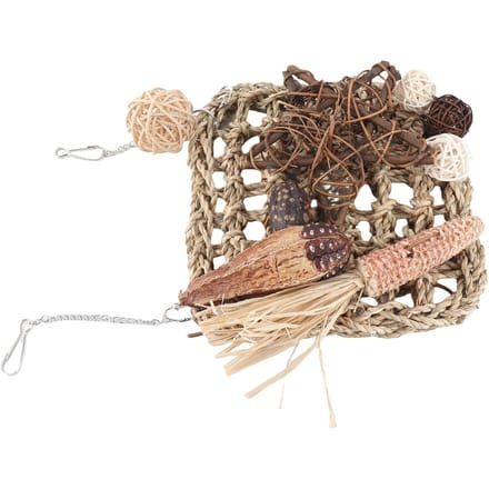 Jeu Mural d'Alimentation pour Oiseaux Sécurité Perroquet Tapis Suspendu Tissé Hamac d'Escalade pour Perruche Conure Calopsitte Inséparable beige
