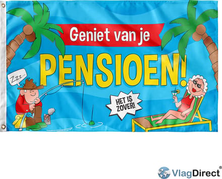 VlagDirect - Pensioen vlag - pensioensfeest vlag - 90 x 150 cm.