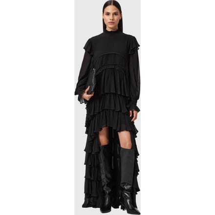 AllSaints Cavarly Ls Maxi Dres Black Größe: 2 | Maxikleider Outlet | Damen | Schwarz