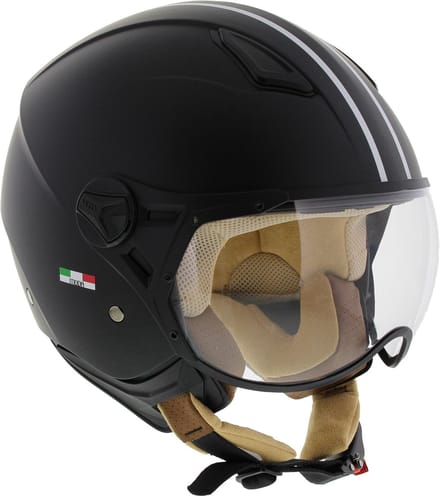 Vito Moda Jet Helm Scooter Zwart/Bruin XL