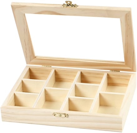 CC Box with Glass Lid, size 15,5x20,5x3,5 cm, hole size 4,3x6,6 cm, 1 pc