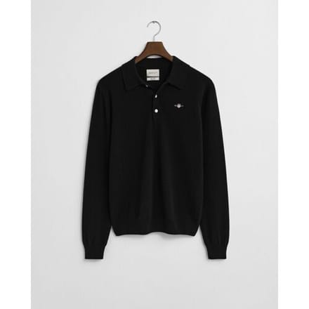 Gant Trui Superfine Lambswool Polo Pullover Zwart / male
