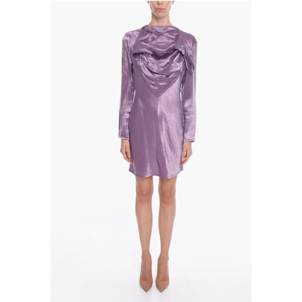 Satijnen BANDANA midi-jurk in violet