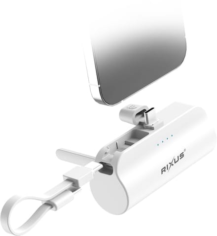 Rixus RXPB98W Mini Click-On Powerbank USB-C 5000mAh White
