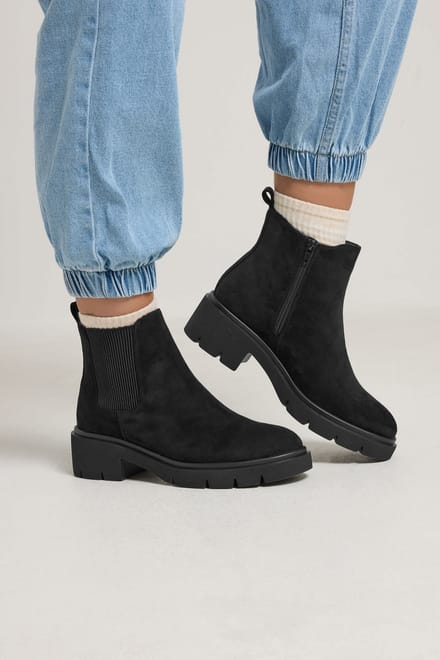 Yours Zwarte Chelsea Boots Met Profielzool In Brede E En Extra Brede Eeepasvormsize 41EEE