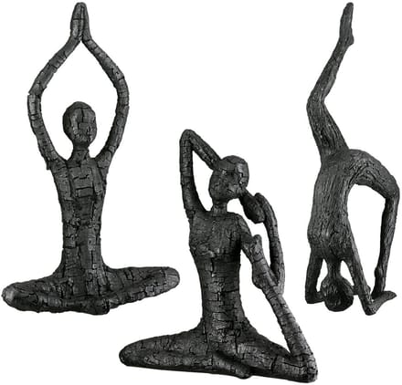 Gilde Handwerk - Beeld - Sculptuur - Yoga - Set van 3 - Polyresin - Hoogte 38.5cm