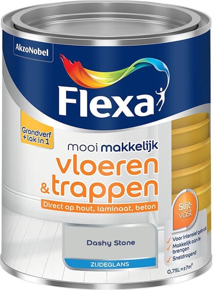 Flexa - Mooi Makkelijk Vloeren & Trappen Zijdeglans - Dashy Stone - Mengverf - 750 Ml