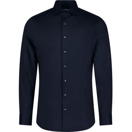 Roy Robson Overhemd Slim Uni Color Cotton Tone on Tone Buttons Navy / male