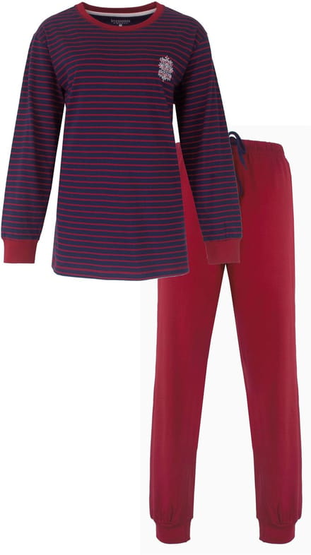 Irresistible Dames Pyjama - Lange Mouwen - Gestreept - Blauw/Rood - Maat M