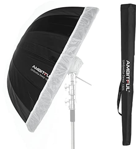 Parabolische Zilveren Paraplu 130 cm met Diffuser voor Studio Fotografie